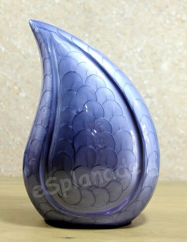 eSplanade Metal Cremation Urn Memorial Jar Pot Container | Full Size Embossed Urn for Ashes Funeral Burial | Teardrop Metal Urns | Violet - 10" Inches in Saudi Arabia