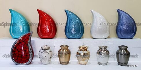 eSplanade Metal Cremation Urn Memorial Jar Pot Container | Full Size Embossed Urn for Ashes Funeral Burial | Teardrop Metal Urns | Violet - 10" Inches in Saudi Arabia