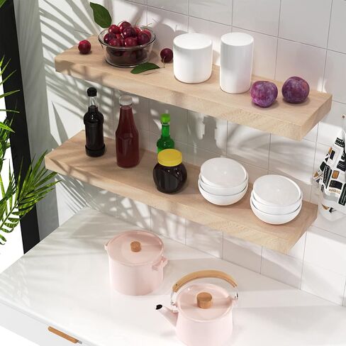 أرفف عائمة، رف حائط، خشب طبيعي صلب غير مكتمل للاستخدام بنفسك، طويل جدًا 35.5 بوصة، عبوة واحدة in Kuwait