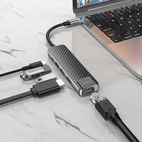 Type-C hub “HB23 Easy View" Multimedia Adapter HDMI + USB3.0 + USB2.0 + RJ45 + PD in Saudi Arabia