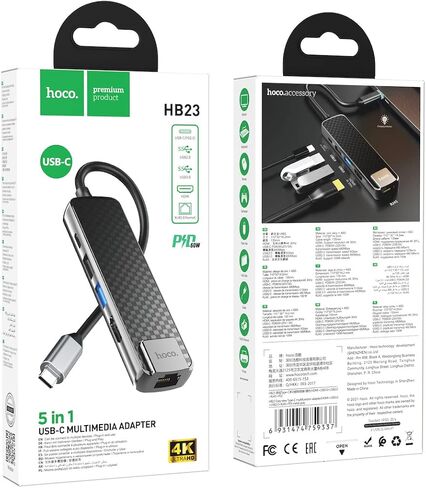 Type-C hub “HB23 Easy View" Multimedia Adapter HDMI + USB3.0 + USB2.0 + RJ45 + PD in Saudi Arabia