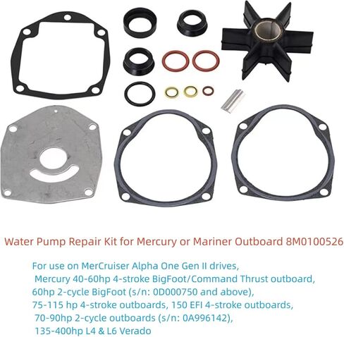 طقم إصلاح مضخة المياه لميركوري أو مارينر خارجي 4 أشواط وMercruiser Alpha One Gen 2 Stern Drive يستبدل 47-8M0100526 47-43026Q06 47-43026T8 in Kuwait