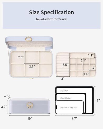 Vlando Jewelry Travel Box 2 Layer Travel Jewelry Case PU Leather Jewelry Organizer for Necklace Earring Storage Mothers Day Gifts for Mom Girls Women (Grey) in Saudi Arabia