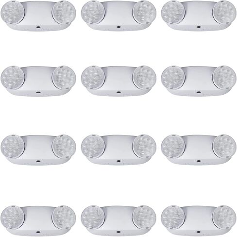 ضوء طوارئ LED مع بطارية احتياطية، ضوء طوارئ تجاري، مصباحان LED قابلان للتعديل لإضاءة الطوارئ برأس، 120-277 فولت تيار متردد مقاوم للحريق معتمد من UL (عبوة واحدة) in Kuwait