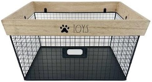 Designstyles Rae Dunn Decorative Pet Toy Storage Basket - Durable Cat and Dog Toy Basket Perfect for Organizing Chew Toys - Sturdy Metal Baskets for Storage of Pet Blankets & Leashes in Saudi Arabia