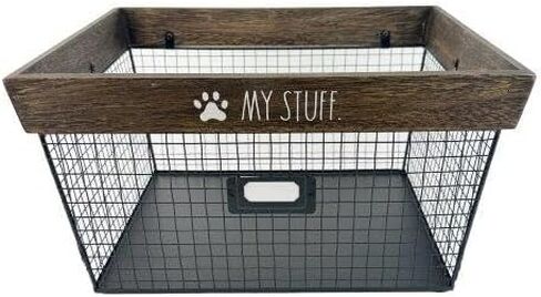 Designstyles Rae Dunn Decorative Pet Toy Storage Basket - Durable Cat and Dog Toy Basket Perfect for Organizing Chew Toys - Sturdy Metal Baskets for Storage of Pet Blankets & Leashes in Saudi Arabia