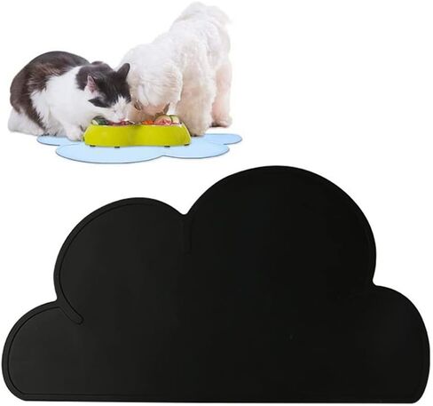 Silicone Dog Cat Bowl Mat, Waterproof Slip Resistant Silicone Pet Feeding Mat with High Lips, Cats and Dogs Food Placemat Tray, Raised Edges to Prevent Water Spills on Floors, Dishwasher Safe in Saudi Arabia