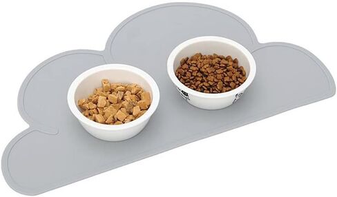 Silicone Dog Cat Bowl Mat, Waterproof Slip Resistant Silicone Pet Feeding Mat with High Lips, Cats and Dogs Food Placemat Tray, Raised Edges to Prevent Water Spills on Floors, Dishwasher Safe in Saudi Arabia