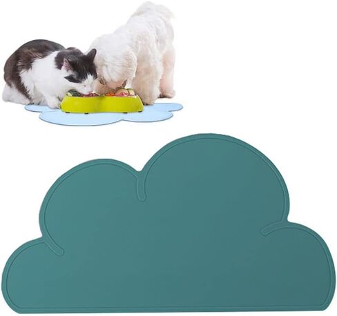 Silicone Dog Cat Bowl Mat, Waterproof Slip Resistant Silicone Pet Feeding Mat with High Lips, Cats and Dogs Food Placemat Tray, Raised Edges to Prevent Water Spills on Floors, Dishwasher Safe in Saudi Arabia