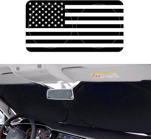 Car Windshield Sun Shade with Storage Pouch, American Flag Windshield Sun Shade, Foldable Car Front Window Sunshade for Most Cars SUV Truck, Blocks Max UV Rays (63.78 * 33.86 Inch) in Saudi Arabia