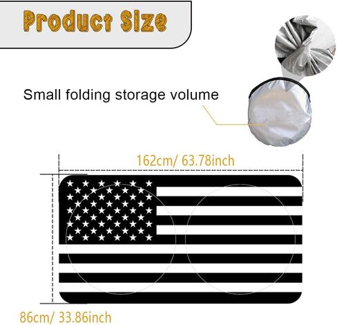 Car Windshield Sun Shade with Storage Pouch, American Flag Windshield Sun Shade, Foldable Car Front Window Sunshade for Most Cars SUV Truck, Blocks Max UV Rays (63.78 * 33.86 Inch) in Saudi Arabia