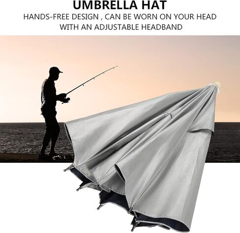 قبعة مظلة قابلة للطي، خفيفة الوزن بدون استخدام اليدين، مظلة مرنة مقاومة للماء للجولف والتخييم والصيد والشاطئ والحفلات الموسيقية في الأيام الممطرة، قطر 25.59 بوصة in Kuwait