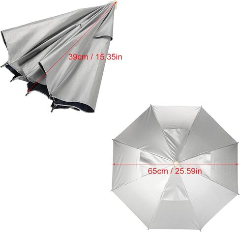 قبعة مظلة قابلة للطي، خفيفة الوزن بدون استخدام اليدين، مظلة مرنة مقاومة للماء للجولف والتخييم والصيد والشاطئ والحفلات الموسيقية في الأيام الممطرة، قطر 25.59 بوصة in Kuwait
