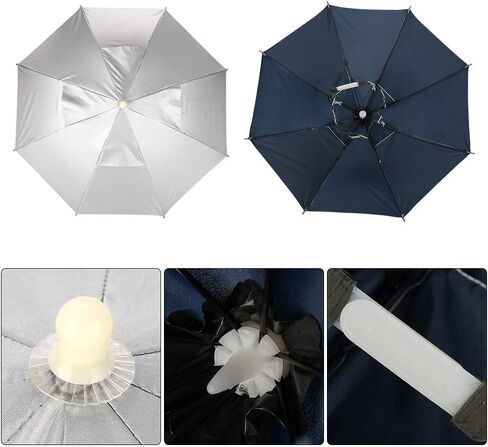 قبعة مظلة قابلة للطي، خفيفة الوزن بدون استخدام اليدين، مظلة مرنة مقاومة للماء للجولف والتخييم والصيد والشاطئ والحفلات الموسيقية في الأيام الممطرة، قطر 25.59 بوصة in Kuwait