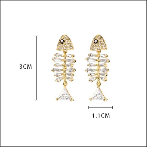 Fashion Alloy Skull Skeleton Earrings Bling Crystal Fish Dangle Drop Earrings in Kuwait