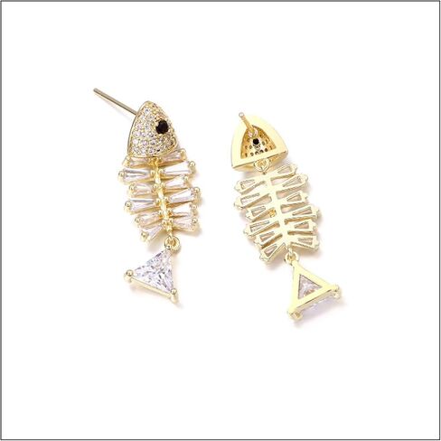 Fashion Alloy Skull Skeleton Earrings Bling Crystal Fish Dangle Drop Earrings in Kuwait
