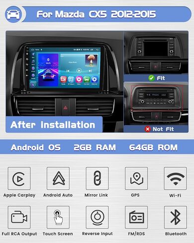 Roinvou [2G+32G] Android 13 Car Stereo for Mazda CX5 2012-2015 with Wireless Carplay Android Auto, 9" Touch Screen Car Radio Support GPS/WiFi/Bluetooth/26UI/Voice Control/SWC/Backup Camera in Saudi Arabia