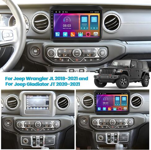 [2+32G] ستيريو سيارة Android لسيارة Jeep Wrangler JL 2018-2021 / Gladiator JT 2020-2021 Wireless Apple Carplay وAndroid Auto، وحدة رأس GPS مدمجة بشاشة لمس 9 بوصة مع DSP + كاميرا احتياطية AHD in Saudi Arabia