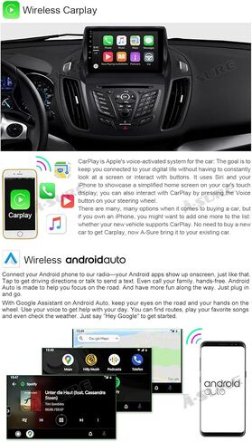 ASURE ترقية راديو ستيريو للسيارة Ford Escape 2013-2019 إصدار منخفض، 9 بوصة 4Core 2GB+32GB وحدة ملاحة GPS للسيارة Android مع Carplay Android Auto، مشغل شاشة لمس عالية الدقة 1280x800 in Saudi Arabia