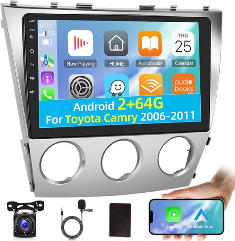 [2+64G] Android 13 Car Radio for Toyota Camry 2006-2011 - Wireless Carplay and Android Auto - 10.1 Inch Touchscreen Car Stereo with Hi-Fi/WiFi/GPS Navigation/SWC + AHD Backup Camera in Saudi Arabia