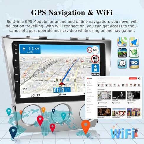 [2+64G] Android 13 Car Radio for Toyota Camry 2006-2011 - Wireless Carplay and Android Auto - 10.1 Inch Touchscreen Car Stereo with Hi-Fi/WiFi/GPS Navigation/SWC + AHD Backup Camera in Saudi Arabia