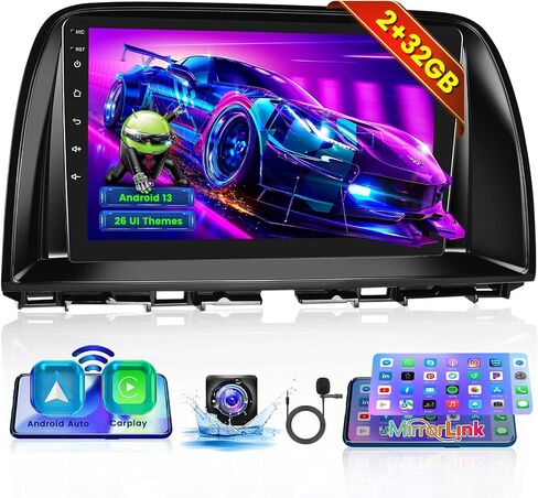 Roinvou [2G+32G] Android 13 Car Stereo for Mazda CX5 2012-2015 with Wireless Carplay Android Auto, 9" Touch Screen Car Radio Support GPS/WiFi/Bluetooth/26UI/Voice Control/SWC/Backup Camera in Saudi Arabia