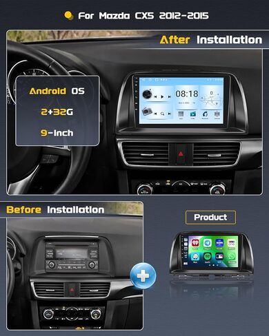 Roinvou [2G+32G] Android 13 Car Stereo for Mazda CX5 2012-2015 with Wireless Carplay Android Auto, 9" Touch Screen Car Radio Support GPS/WiFi/Bluetooth/26UI/Voice Control/SWC/Backup Camera in Saudi Arabia