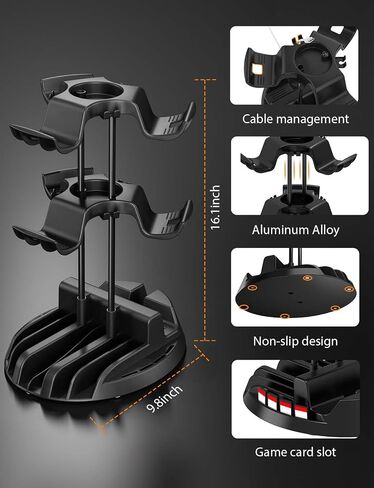 Controller Holder with Organizer Base, 2 Tiers Desk Gaming Controller Headset Stand with Cable Organizer for All Xbox PS4 PS5 Switch Pro Crontroller Gaming Accessories in Saudi Arabia