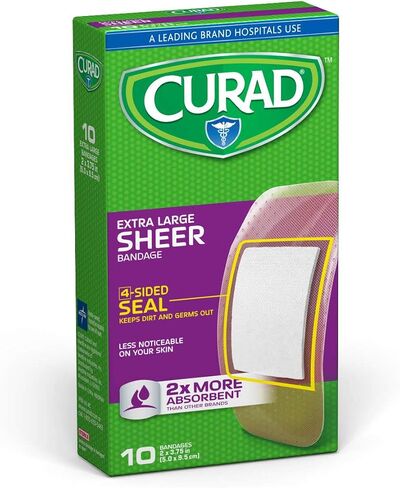 CURAD X-Large Sheer Adhesive Bandages, 2"X3 3/4", 10 Count (Pack of 6) in Saudi Arabia