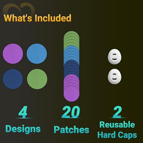 Dexcom G7 Adhesive Patches - 20-Pack Waterproof Dexcom G7 Over Patches, 2 Reusable Bump-Proof Caps, 10-Day CGM Protection, Breathable, Latex-Free and Hypoallergenic Adhesive (Multi-Color B) in Kuwait