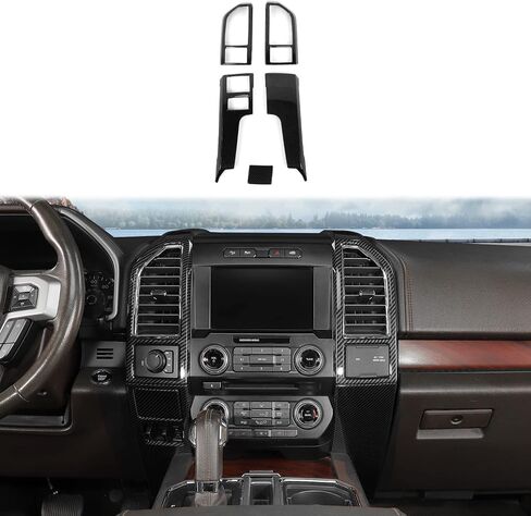 Compatible with Ford F150 Interior Accessories Center Console Dash Panel Cover trim Kits Interior Decoration Trim Kits Compatible with Ford F150 Accessories 2015-2020(5pcs/set,Carbon Fiber Black) in Saudi Arabia