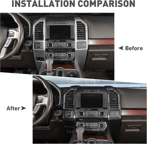 Compatible with Ford F150 Interior Accessories Center Console Dash Panel Cover trim Kits Interior Decoration Trim Kits Compatible with Ford F150 Accessories 2015-2020(5pcs/set,Carbon Fiber Black) in Saudi Arabia