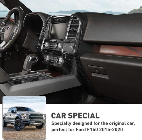 Compatible with Ford F150 Interior Accessories Center Console Dash Panel Cover trim Kits Interior Decoration Trim Kits Compatible with Ford F150 Accessories 2015-2020(5pcs/set,Carbon Fiber Black) in Saudi Arabia