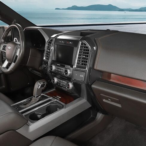 Compatible with Ford F150 Interior Accessories Center Console Dash Panel Cover trim Kits Interior Decoration Trim Kits Compatible with Ford F150 Accessories 2015-2020(5pcs/set,Carbon Fiber Black) in Saudi Arabia