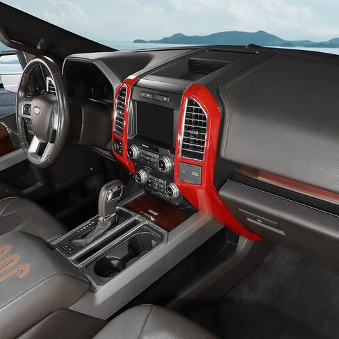 Compatible with Ford F150 Interior Accessories Center Console Dash Panel Cover trim Kits Interior Decoration Trim Kits Compatible with Ford F150 Accessories 2015-2020(5pcs/set,Carbon Fiber Black) in Saudi Arabia