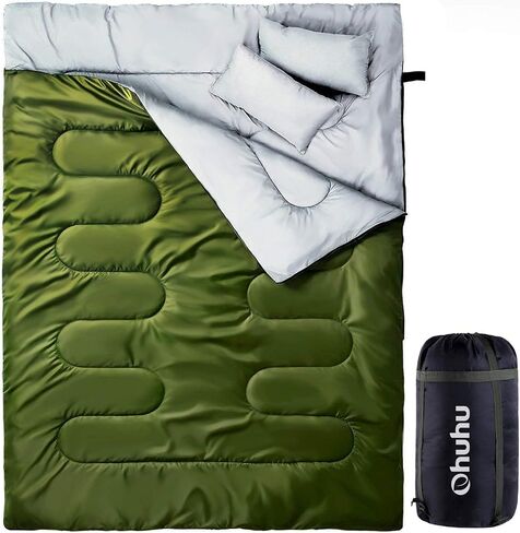 Sleeping Bags for Adults 2 Person, Ohuhu Double Sleeping Bags for Adults with 2 Pillows Fall Winter Cold Weather Waterproof Sleeping Bag for Family Teen Outdoor Camping Hiking Backpacking in Saudi Arabia