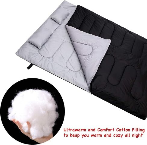 Sleeping Bags for Adults 2 Person, Ohuhu Double Sleeping Bags for Adults with 2 Pillows Fall Winter Cold Weather Waterproof Sleeping Bag for Family Teen Outdoor Camping Hiking Backpacking in Saudi Arabia