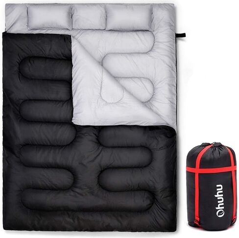 Sleeping Bags for Adults 2 Person, Ohuhu Double Sleeping Bags for Adults with 2 Pillows Fall Winter Cold Weather Waterproof Sleeping Bag for Family Teen Outdoor Camping Hiking Backpacking in Saudi Arabia