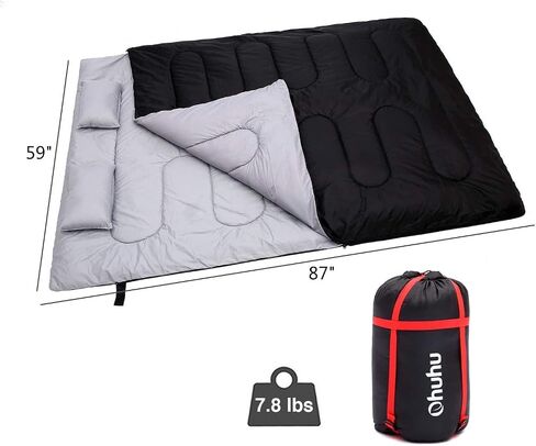 Sleeping Bags for Adults 2 Person, Ohuhu Double Sleeping Bags for Adults with 2 Pillows Fall Winter Cold Weather Waterproof Sleeping Bag for Family Teen Outdoor Camping Hiking Backpacking in Saudi Arabia