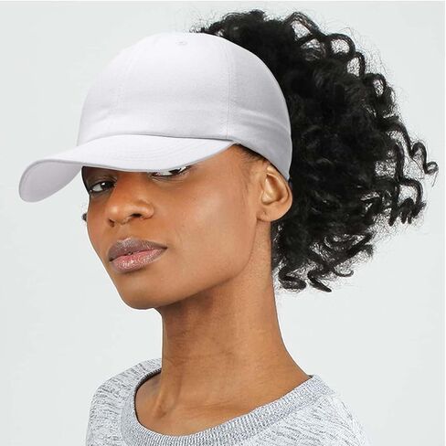 قبعات البيسبول ذيل حصان عارية الذراعين للنساء قبعات الشعر المجعد قابل للتعديل القطن قبعة للوقاية من الشمس قبعة فوضوي كعكة ذيل حصان in Kuwait