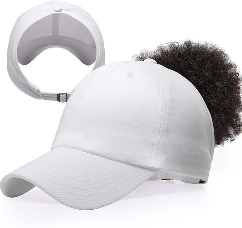 قبعات البيسبول ذيل حصان عارية الذراعين للنساء قبعات الشعر المجعد قابل للتعديل القطن قبعة للوقاية من الشمس قبعة فوضوي كعكة ذيل حصان in Kuwait