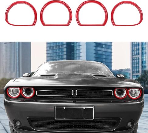 Linskip Front Headlight Ring Trim Compatible with Dodge Challenger 2015 2016 2017 2018 2019 2020 2021 2022 2023, Challenger Headlight Bezel Cover, Challenger Exterior Accessories(red) in Saudi Arabia
