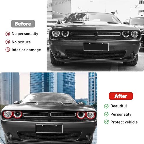 Linskip Front Headlight Ring Trim Compatible with Dodge Challenger 2015 2016 2017 2018 2019 2020 2021 2022 2023, Challenger Headlight Bezel Cover, Challenger Exterior Accessories(red) in Saudi Arabia