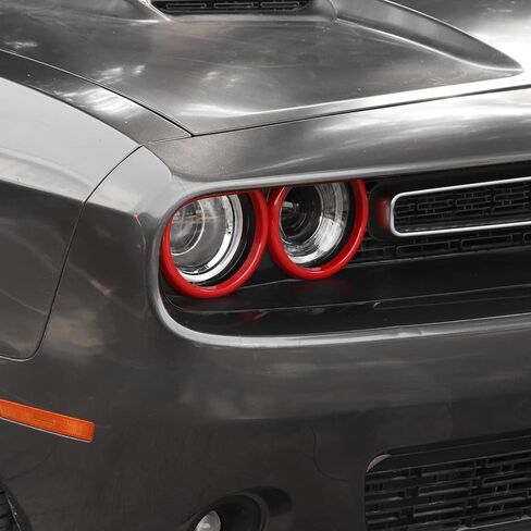 Linskip Front Headlight Ring Trim Compatible with Dodge Challenger 2015 2016 2017 2018 2019 2020 2021 2022 2023, Challenger Headlight Bezel Cover, Challenger Exterior Accessories(red) in Saudi Arabia