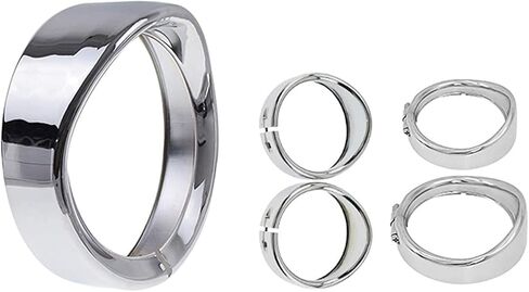 HDBUBALUS Visor Style 7 inch Headlight Trim Ring 4 1/2" Fog Light Trim Ring Turn Signal Trim Ring Set Fit for Harley Softail Touring Chrome in Saudi Arabia