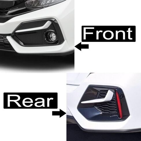 غطاء خفيف للضباب الأمامي والخلفي من MotorFansClub مناسب لسيارة Honda Civic Si ذات 4 أبواب سيدان 2016 2017 2018 2019 2020 2021 مصباح الضباب المصد السفلي إطار الإطار in Saudi Arabia
