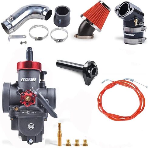 NIBBI High Performance Speed Modified Carburetor Kit PE28MM Carburetor GY6 Curved Pipe 185mmThrottle Line Handlebar 48MM Air Filter Fit GY6 Engine Scooter 150CC-250CC in Saudi Arabia