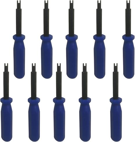 10Pcs 6523339 Screwdriver Valve Core w/ 8 Tire Valve dust Cap for Car Motorcycle Truck Bike Screwdriver Valve Stem Remover Tire Core Repair Install Tool 6523339 (10Pcs Short Blue Handle) in Saudi Arabia