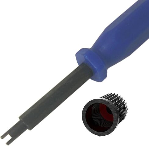 10Pcs 6523339 Screwdriver Valve Core w/ 8 Tire Valve dust Cap for Car Motorcycle Truck Bike Screwdriver Valve Stem Remover Tire Core Repair Install Tool 6523339 (10Pcs Short Blue Handle) in Saudi Arabia