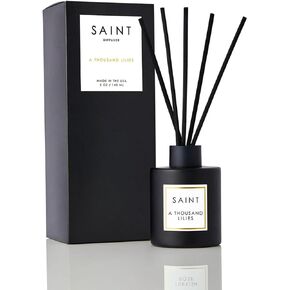 SAINT Reed Diffuser, Aromatherapy Diffuser Set with Scent Diffuser Sticks, Long-Lasting Oil Diffuser in Matte Black Glass Jar, Aroma Diffuser for Home, Bedroom, or Bathroom, 5oz, Jasmine and Oud